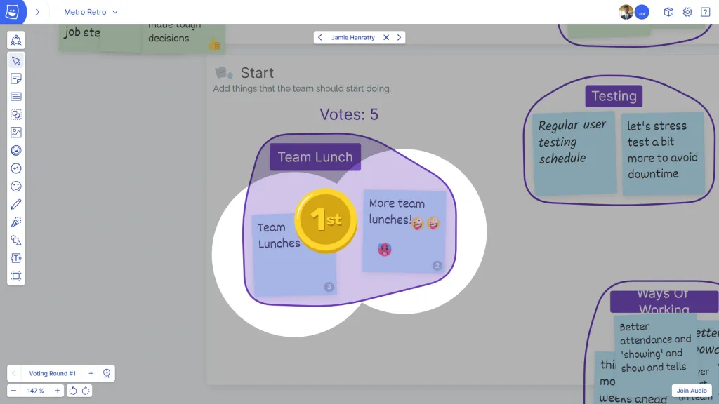 The Voting spotlight feature shows the most voted-for topic on a Ludi board