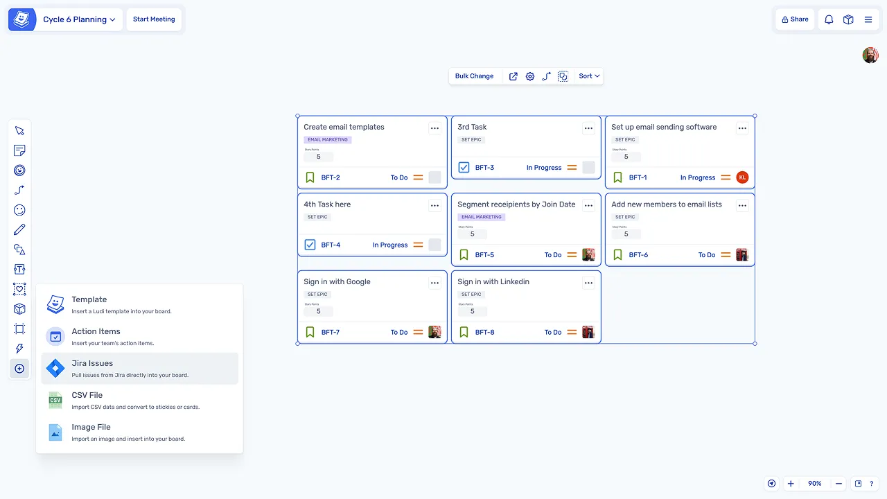 Pull backlog items onto the board