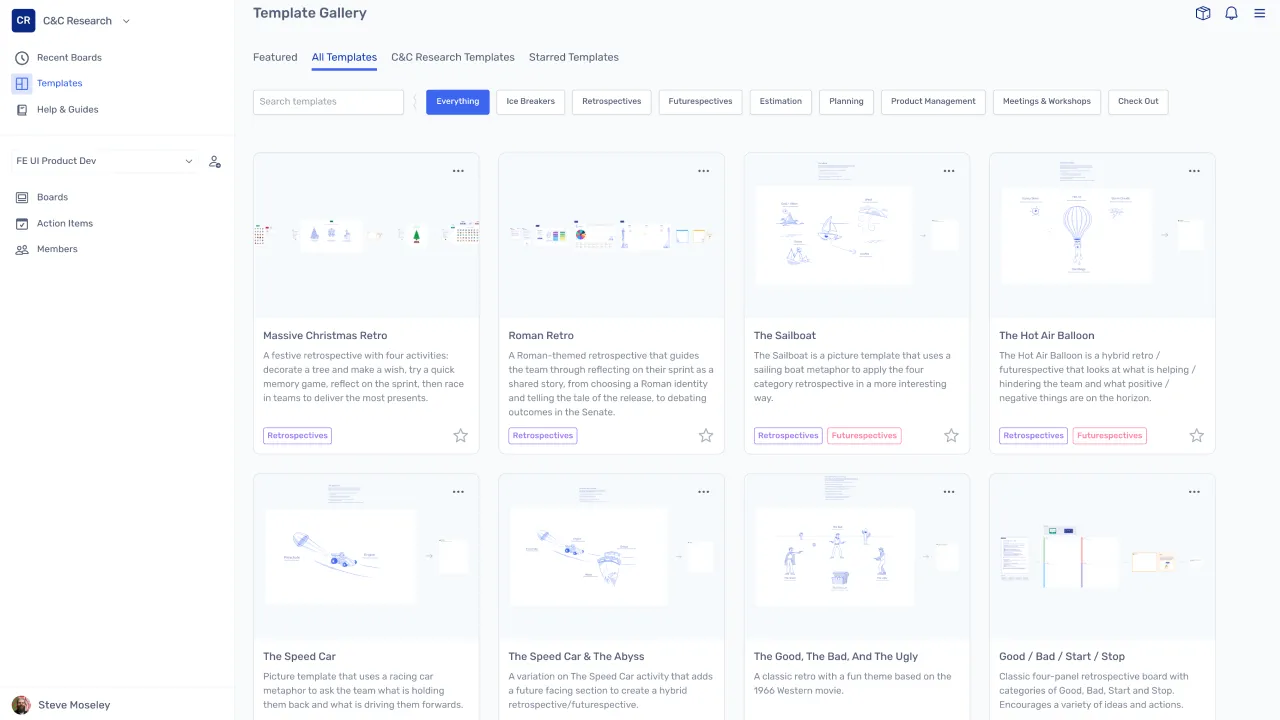 Start with a template or blank board