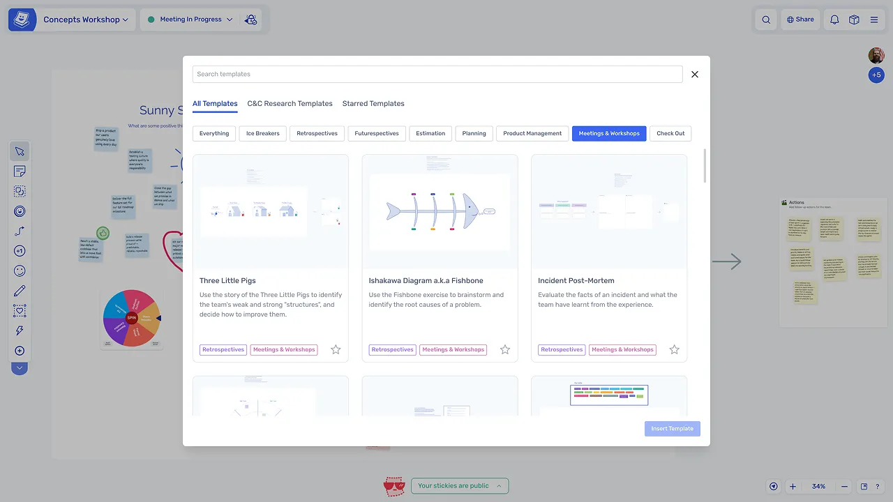 Start with a workshop template or custom board